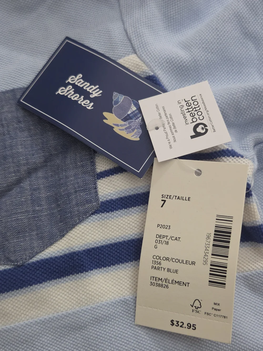 Gymboree Light Blue Polo with Chambray Collar and Navy Stripes